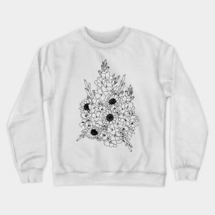 August Birth Month Flower Bouquet Drawing Crewneck Sweatshirt